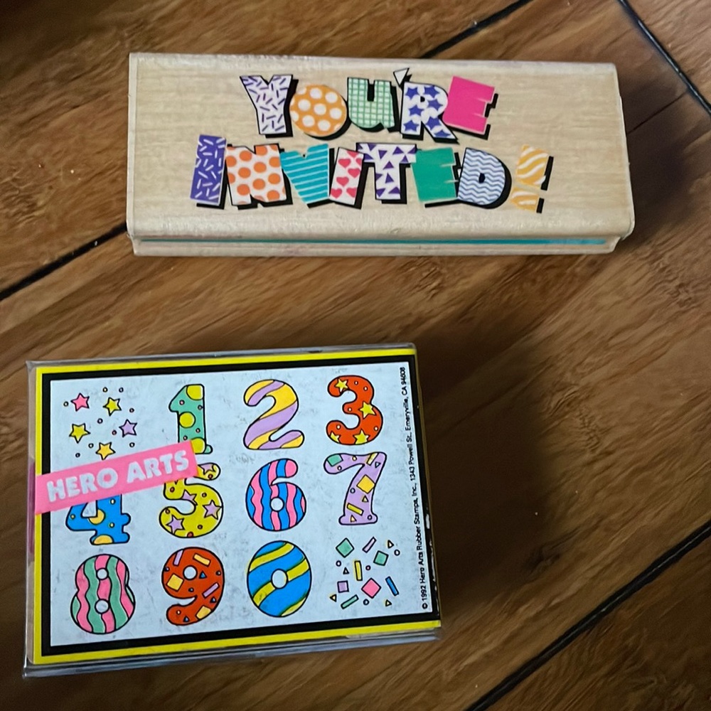 Rubber Stamps - Wood -You’re Invited and Numbered Set of 12 pieces - gently used